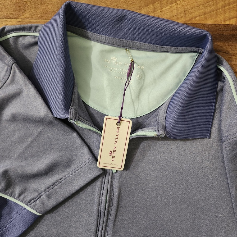 NWT Peter Millar Womens Crown Logo Zip Polo Shirt Purple Zurich Classic Size XL